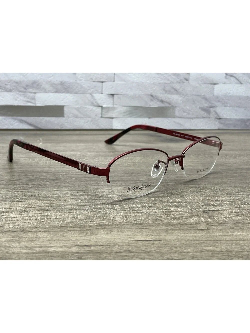Yves Saint Laurent YSL-4633J 37P Half Rim Red Titanium 52[]17 Eyeglasses Frames
